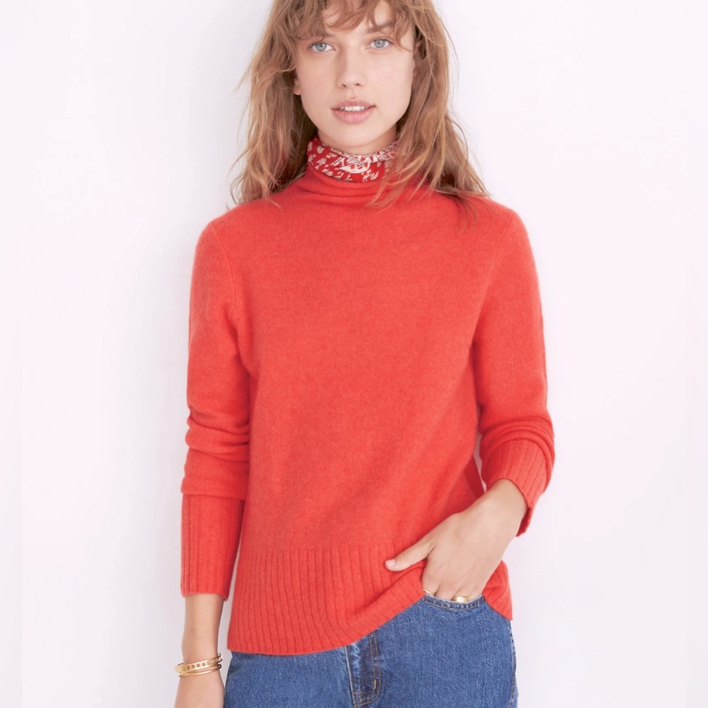Madewell Inland Turtleneck Coziest Yarn in Salsa Red Merino Alpaca Blend